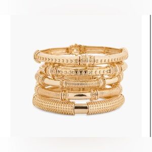Set of 5 Textured Stretch Gold Bracelets NORDSTROM RACK $49